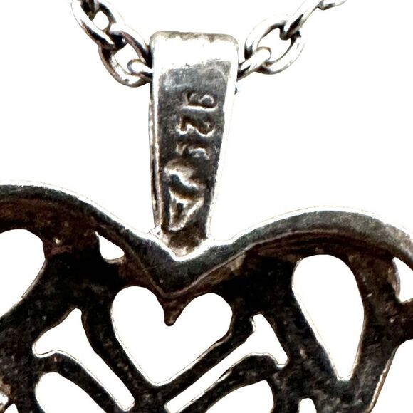 Sterling Silver Filigree Heart pendant Necklace - Picture 7 of 9